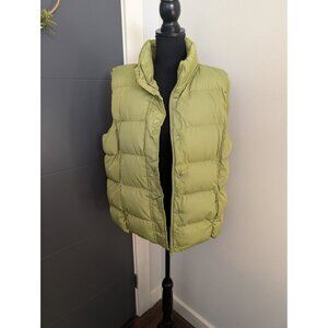 y2k Faded Glory Lime Green Puffer‎ Vest With Fleece Lining & Snap Closures - 2X